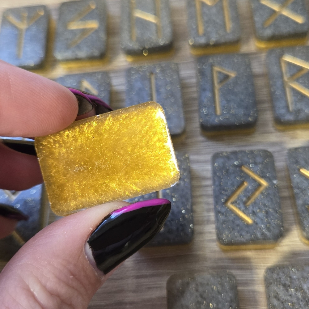 Gray and Gold Rune Stones Set - Picture 4 of 4